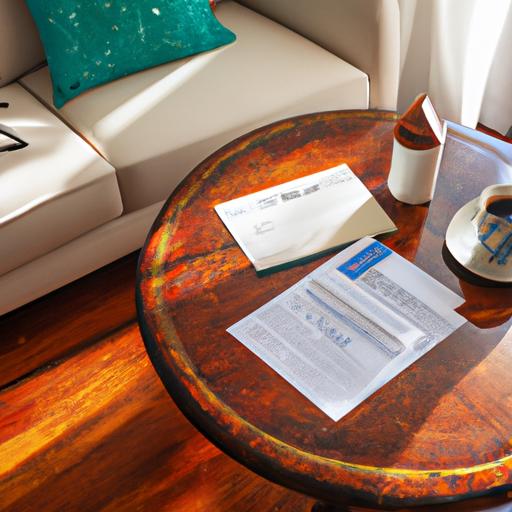 Exploring Home Insurance - A cozy living room with home insurance documents on a coffee table.